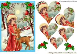 Winters Night with Girl and Deer, Heart Pyramids