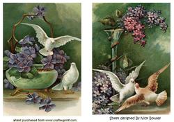 Beautiful Vintage Doves with Flowers, Card Fronts