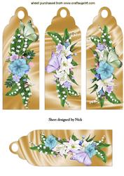 Pretty Gold Bookmarks with Floral Arrangements