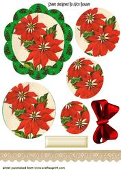 Pretty Poinsettias in Tree Scalloped Frame Pyramids