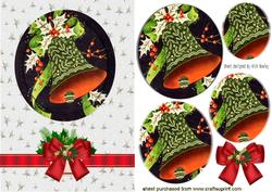 Christmas Bells with Bow and Holly Pyramids