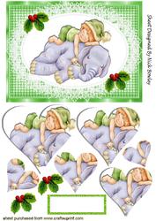 Little Boy in Santa Hat with Friend Ele, Heart Pyramids