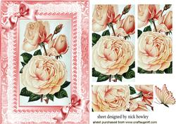 Peach Roses, Pink Lace with Pearls & Bows Pyramids