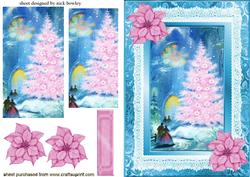 Pink Christmas Tree, with Pink Poinsettias Pyramids