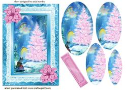 Pink Christmas Tree, with Pink Poinsettias Oval Pyramids