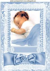 Sweet Baby Boy, with Satin Bow and Lace A4