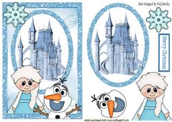 Princess Castle Card Front & Topper with Snowman