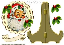 A Happy Jolly Santa with Holly on a Ornate Plate & Stand