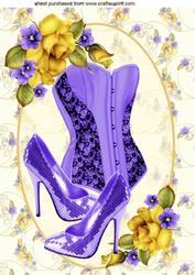 Pretty Purple Basque with Yellow Roses A4