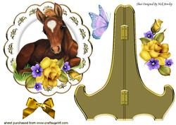 Sweet Little Foal Among the Yellow Roses Plat & Stand