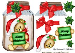 Lovely Santa Bear in a Jar with Bow