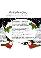 Pretty Robins, Holly and Christmas Trees 8x8 Insert