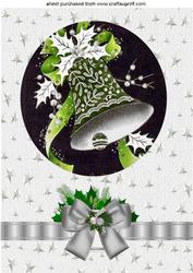 Vintage Bells in Silver with Holly & Bow A4