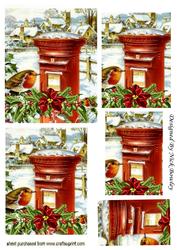 Vintage Snow Village with Poinsettias & Robins Pyramids