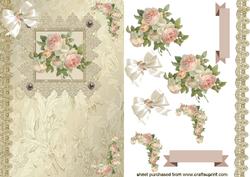 Beautiful Vintage Peach Roses & Lace