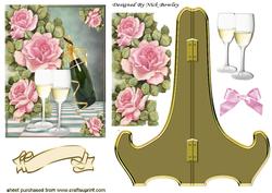 Celebration Time! with Roses and Champagne on a Stand
