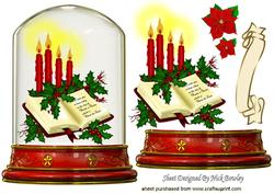 The Holy Bible with Verse and Pretty Candles in Glass Dome