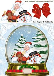 Snow Friends with Lovely Santa in Snowdome 8x8