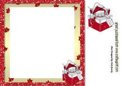 Sleepy Mouse in Santa Hat, on a Present 8x8 Insert