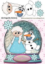 Lovely Princess and Snowman, in a Snowglobe 8x8