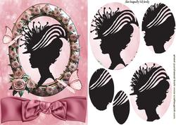 Pretty Silhouette Lady in Frame Oval Pyramids