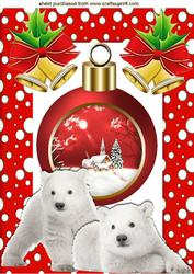 Cute White Polar Bears with Snowscene Bauble A4