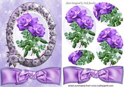 Pretty Lilac Roses in Rose Frame and Bow Oval Pyramids