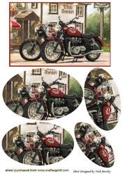 Vintage Motor Bikes Outside a Pub! Oval Pyramids
