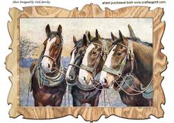 Lovely Vintage Shire Horses in Wooden Frame A4