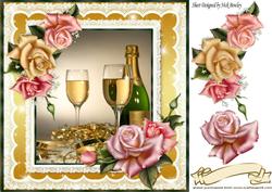 Celebrate with Champagne and Pretty Roses 8x8