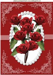 Bouquet of Red Roses in Pearl Frame A4