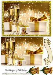 Champagne for Two! with Gold Rose Buds Card & Topper