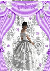 Beautiful Lady in Gown with Purple Drapes