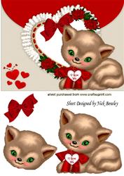 I Love You Kitty with Frill Heart and Bow