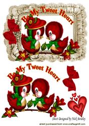 Be My Tweet Heart! Cute Love Birds with Bow