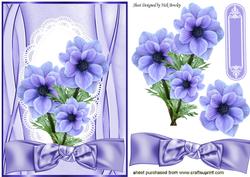 Beautiful Cornflower Blue & Lilac Flowers with Bow