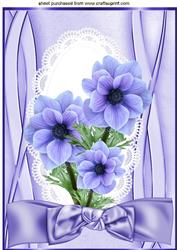 Beautiful Cornflower Blue & Lilac Flowers with Bow A4