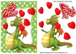 Cute Dragon with Lots of Hearts, Be Mine!