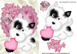 Cute Little Puppy with Pink Rose on a Heart