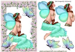 Butterfly Faerie, in Flower Frame, with Butterflies