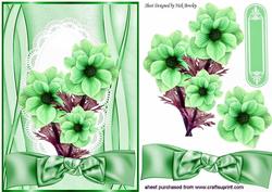 Green Flowers on Lace with Big Bow