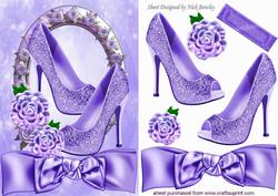 Purple Sparkle Shoes in Rose Frame with Bow