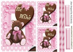 Be Mine Little Brown Bear with Bow, and Toppers