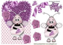 Be Mine Little Bumble Bee on Glitter Heart Over the Edge