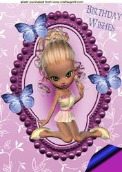 Cute Little Faerie in Ornate Frame A4 Topper