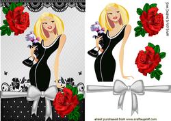 Pretty in Black, Lace and Red Roses with Bow