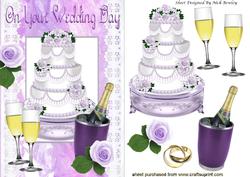 Lilac Iced Wedding Cake with Rose and Champagne