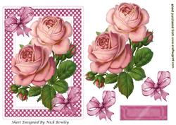 Pretty Vintage Pink Roses and Polkadot with Bow