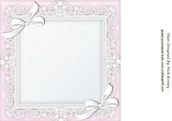 Pink Lace Frame and Bows 8x8 Insert