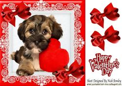 Cute Little Puppy with Heart and Bows for Valentines 8x8